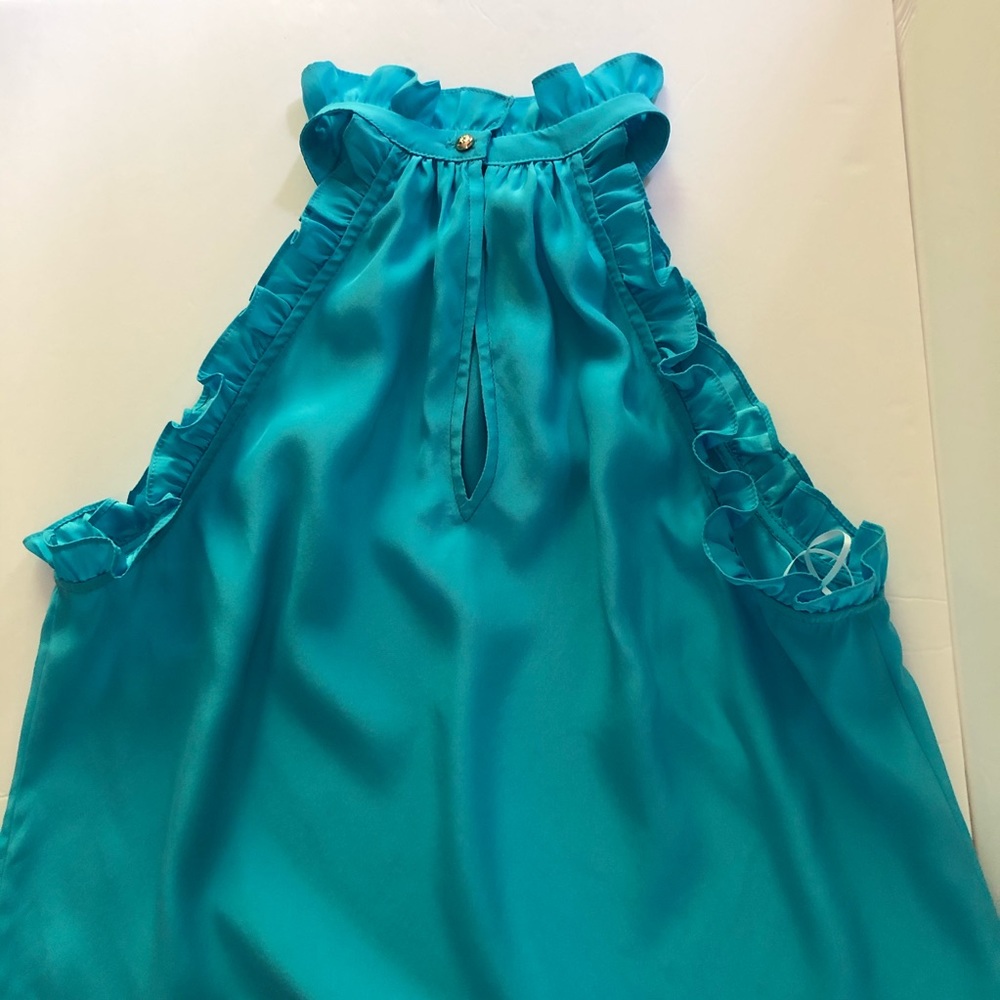 Alice & Trixie | Silk Halter Top Ruffle Pleats - Picture 4 of 6